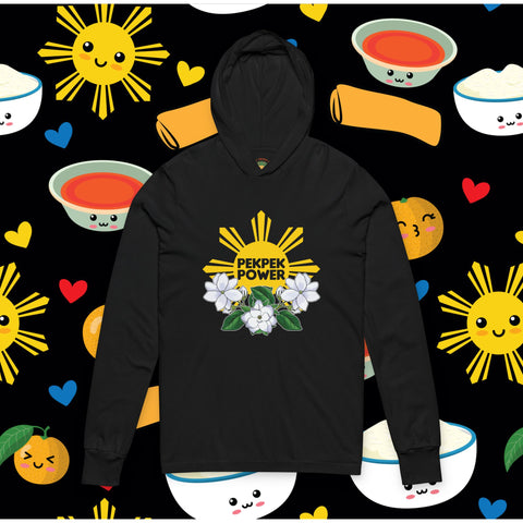 Pekpek Power - Philippine Sun & Sampaguita (Hooded Long Sleeve Tee, Unisex)