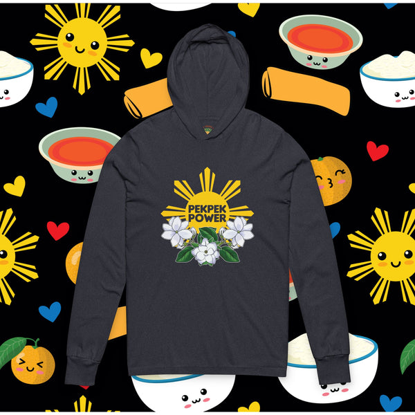 Pekpek Power - Philippine Sun & Sampaguita (Hooded Long Sleeve Tee, Unisex)