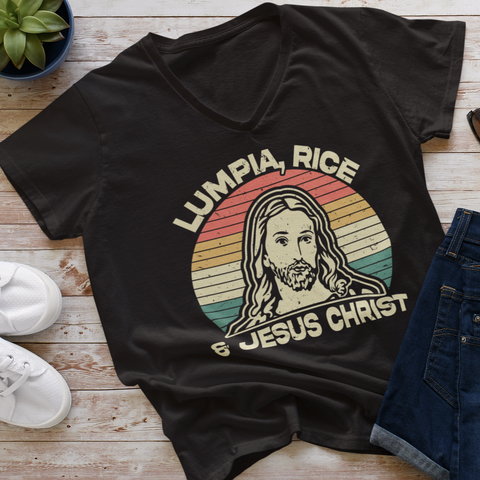 Lumpia, Rice & Jesus Christ - V-Neck